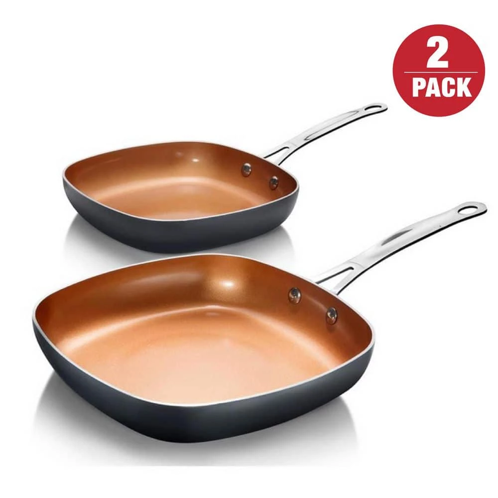 2-Piece Aluminum Ti-Ceramic Nonstick Square Fry Pan Set (8.5 in. and 9.5 in.) by Gotham Steel - Image 5