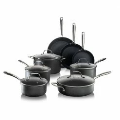 Professional 13-Piece Aluminum Hard Anodized Diamond and Mineral Coating Nonstick Premium Cookware Set by GRANITESTONE