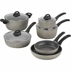Parma 10-Piece Aluminum Ceramic Nonstick Cookware Set in Gray by Ballarini