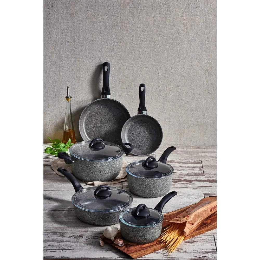 Parma 10-Piece Aluminum Ceramic Nonstick Cookware Set in Gray by Ballarini - Image 6