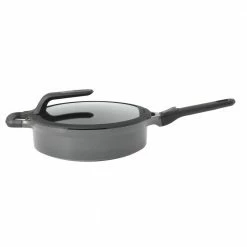 GEM Stay Cool 3.2 qt. Cast Aluminum Nonstick Saute Pan in Gray with Glass Lid by BergHOFF