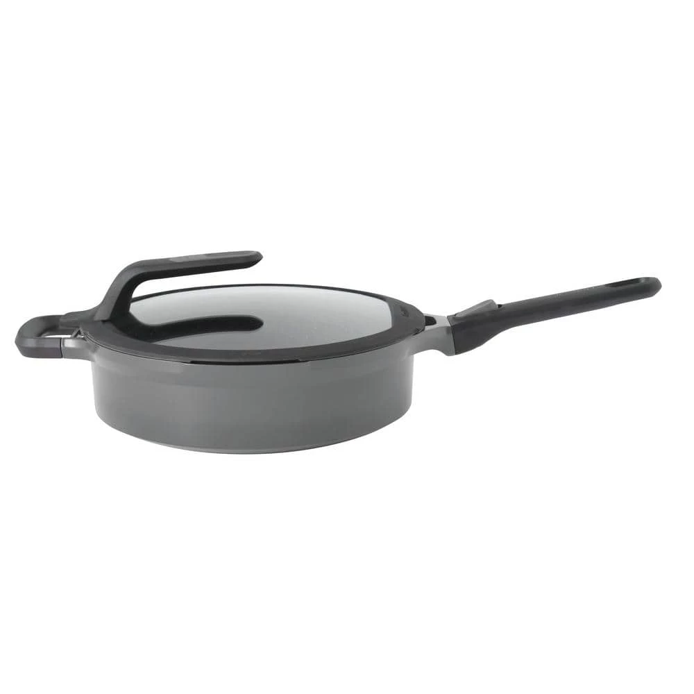 GEM Stay Cool 3.2 qt. Cast Aluminum Nonstick Saute Pan in Gray with Glass Lid by BergHOFF