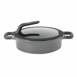 GEM Stay Cool 4.1 qt. Cast Aluminum Nonstick Saute Pan in Gray with Glass Lid by BergHOFF