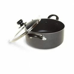 6 qt. Round Aluminum Nonstick Dutch Oven in Gray with Glass Lid by Better Chef