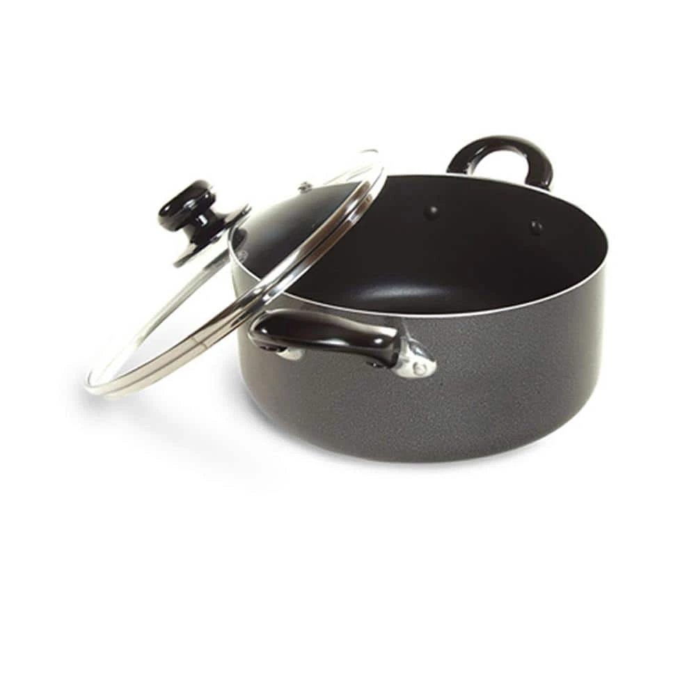 6 qt. Round Aluminum Nonstick Dutch Oven in Gray with Glass Lid by Better Chef