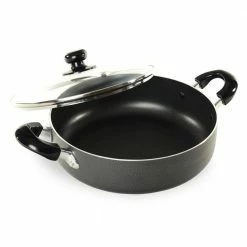14 in. Aluminum Nonstick Frying Pan in Gray with Glass Lid by Better Chef