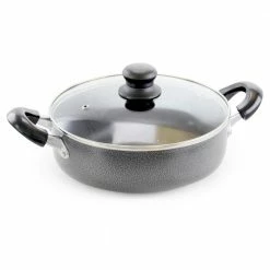 12 in. Aluminum Nonstick Frying Pan in Gray with Glass Lid by Better Chef