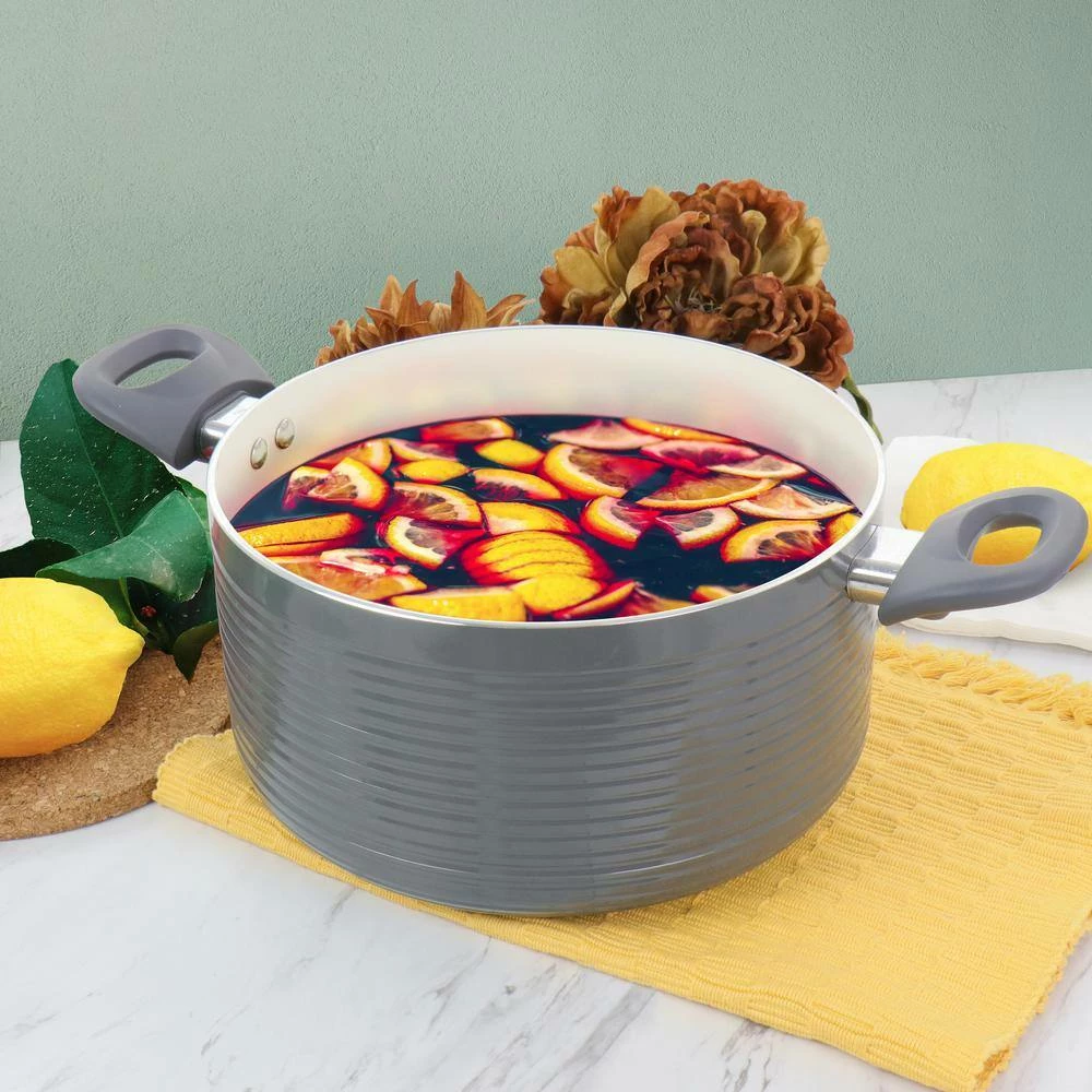 Ridge Valley 6 qt. Grey Aluminum Nonstick Dutch Oven by Oster - Image 6