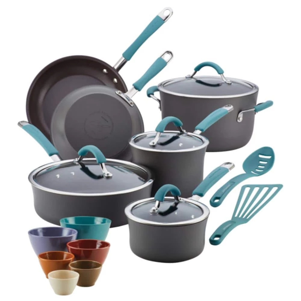Cucina 18-Piece Hard Anodized Nonstick Cookware Set in Gray by Rachael Ray
