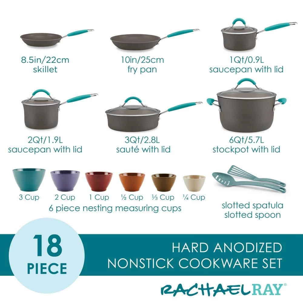Cucina 18-Piece Hard Anodized Nonstick Cookware Set in Gray by Rachael Ray - Image 2