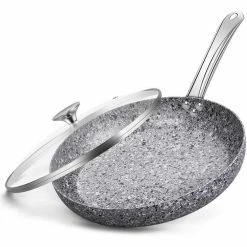 CSK 11 in. Granite Aluminum Non-Stick Frying Pan in Gray with Lid by Unbranded