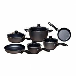 Classic Series 10-Piece Cast Aluminum Nonstick Cookware Set in Gray by Swiss Diamond