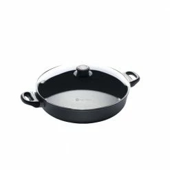 Classic Series 4.8 qt. Cast Aluminum Nonstick Saute Pan in Gray with Glass Lid by Swiss Diamond
