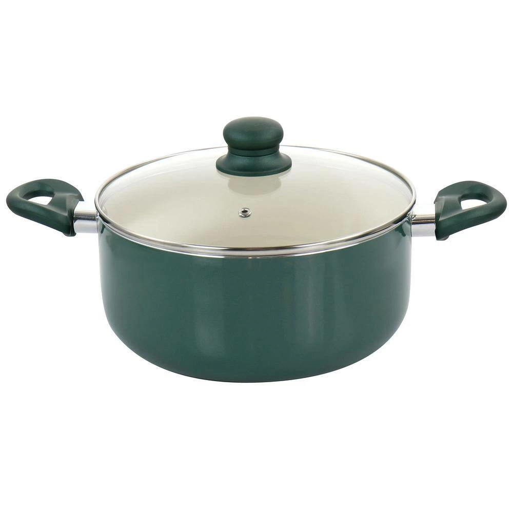Gazebo Ceramic Nonstick Aluminum 11-Piece Cookware Set in Green by GIBSON HOME - Image 9