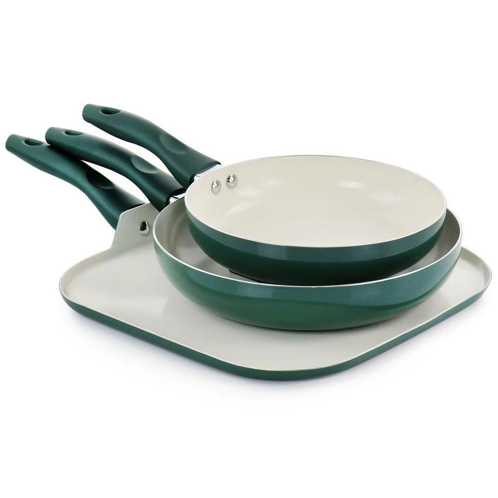 Gazebo Ceramic Nonstick Aluminum 11-Piece Cookware Set in Green by GIBSON HOME - Image 8
