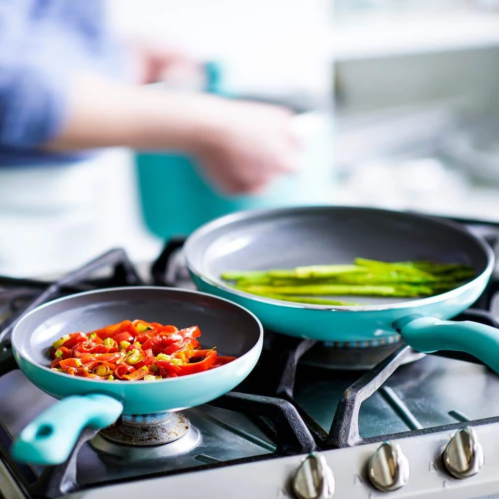Diamond 2.5 qt. Aluminum Ceramic Nonstick Sauce Pan in Turquoise with Glass Lid by GreenLife - Image 3