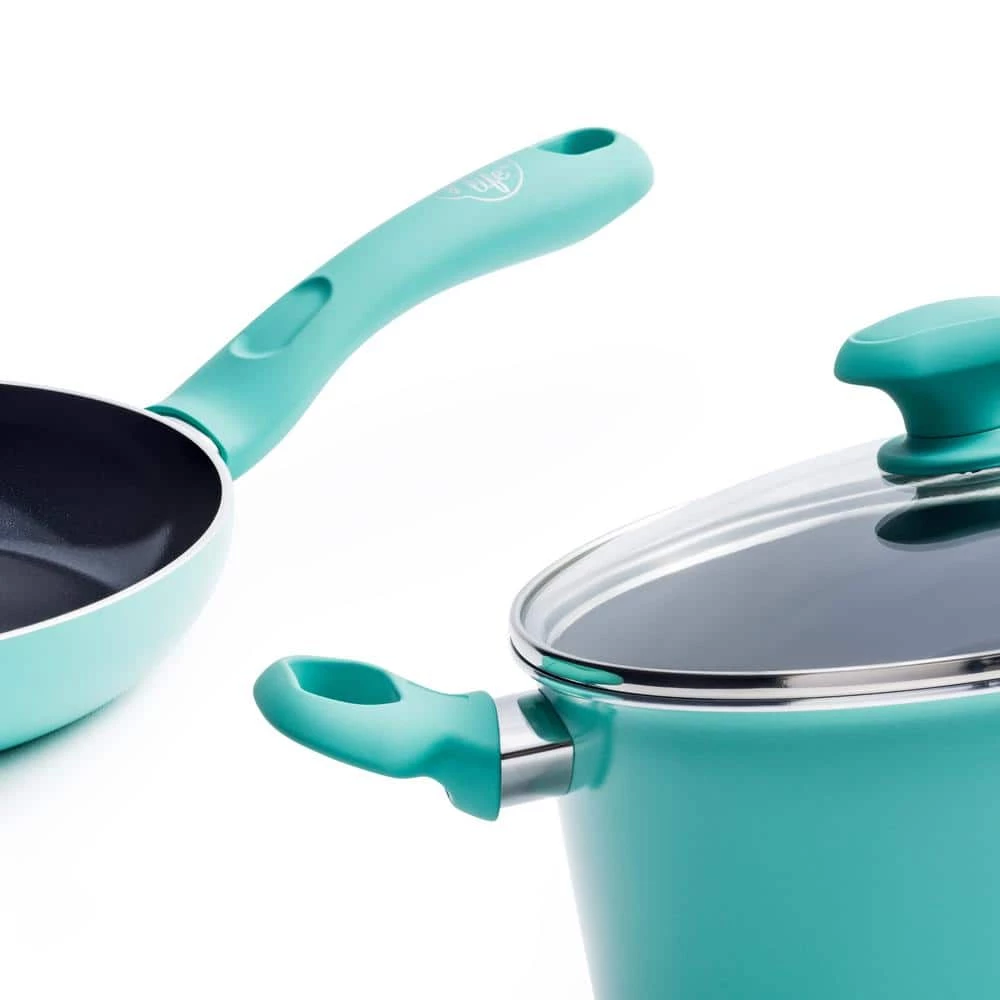 Diamond 2.5 qt. Aluminum Ceramic Nonstick Sauce Pan in Turquoise with Glass Lid by GreenLife - Image 6