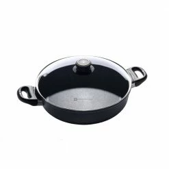 Classic Series Induction 3.7 qt. Cast Aluminum Nonstick Saute Pan in Gray with Glass Lid by Swiss Diamond