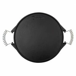 12.5 in Round Reversible Cast Iron Griddle/Skillet with Wire Handles, Large, Seasoned by Victoria