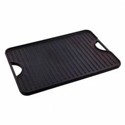 Large Rectangular Reversible Black Cast Iron Griddle/Skillet Solid 20 in. x 14 in. Seasoned by Victoria