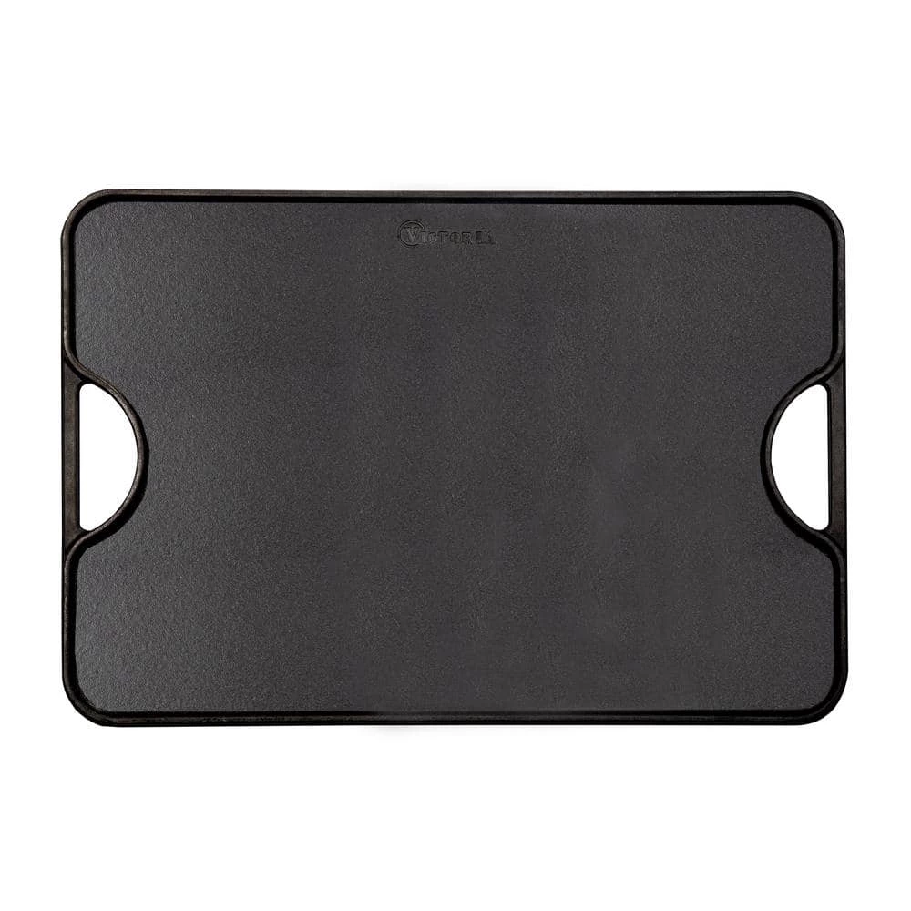 Large Rectangular Reversible Black Cast Iron Griddle/Skillet Solid 20 in. x 14 in. Seasoned by Victoria - Image 2