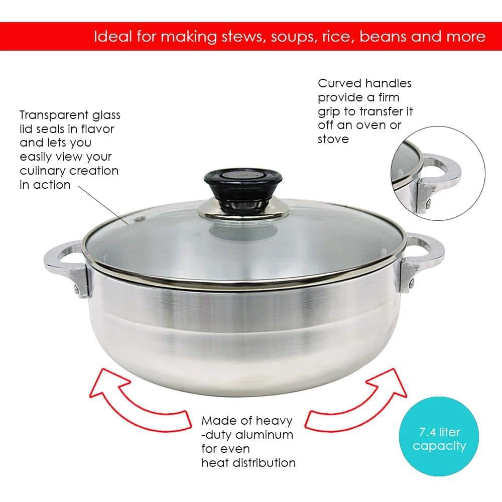 14.25 in. x 12.25 in. Aluminum Caldero with Glass Lid by Home Basics - Image 5