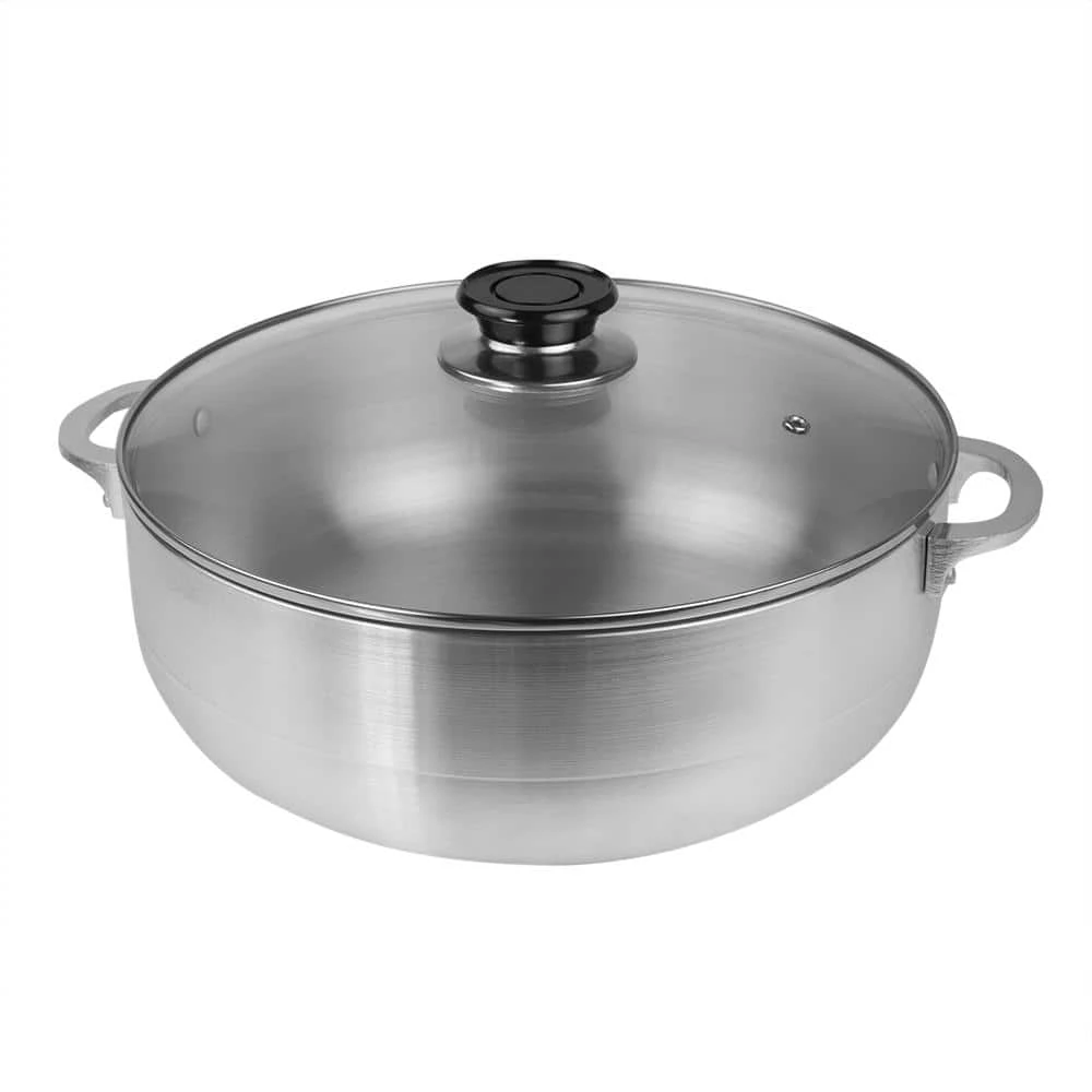 14.25 in. x 12.25 in. Aluminum Caldero with Glass Lid by Home Basics - Image 2