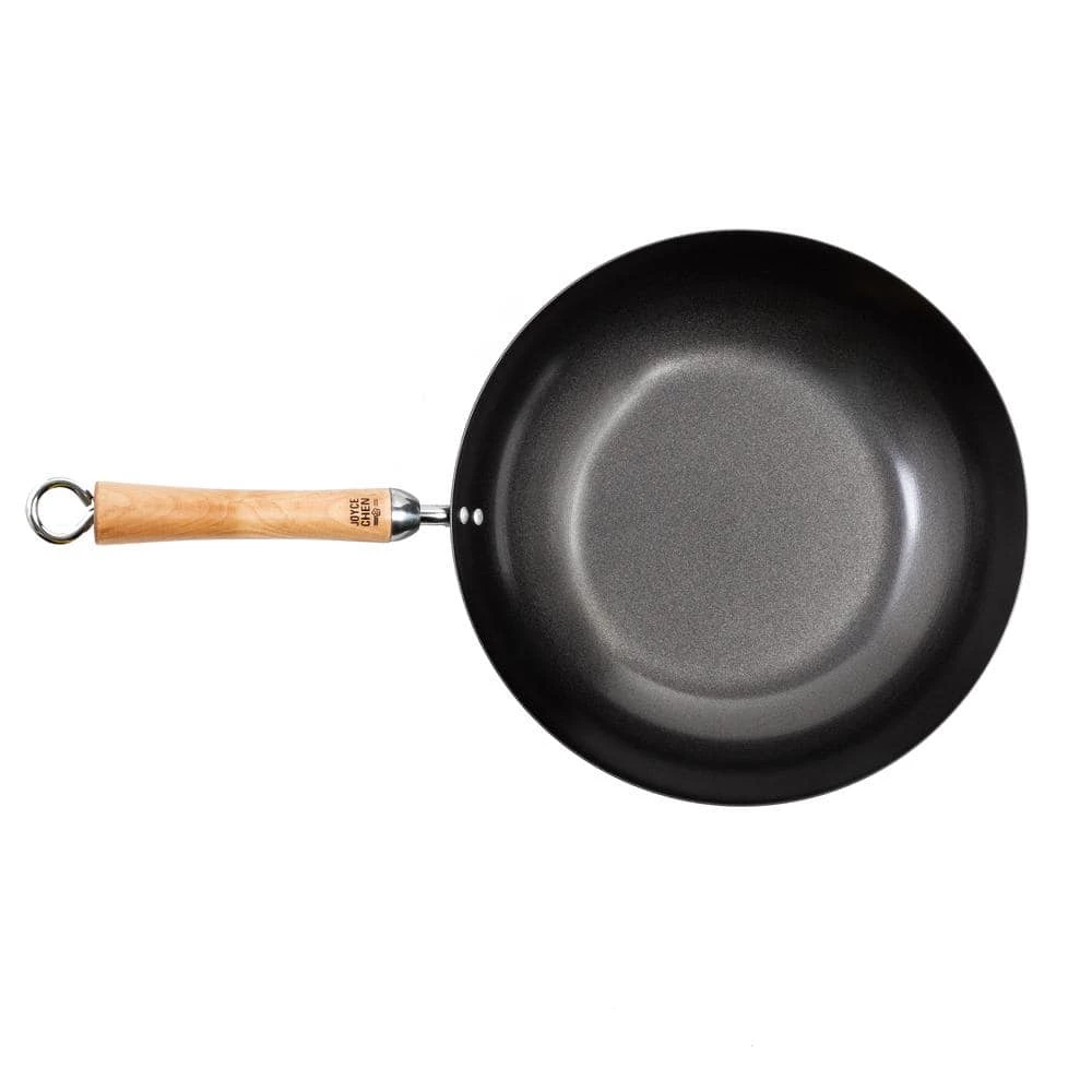 Classic Series 12 in. Black Carbon Steel Non-Stick Wok with Birch Handle by Honey-Can-Do - Image 3