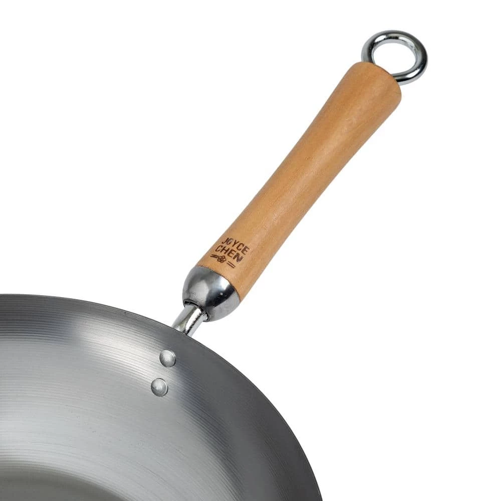 Joyce Chen 12 in. Silver Carbon Steel Stir-Fry Pan with Birchwood Handle by Honey-Can-Do - Image 7