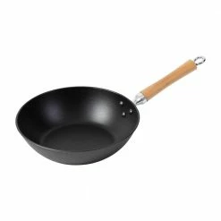 Joyce Chen Professional Series Small 11.5 in. Dia. Black Cast Iron Wok with Maple Handle by Honey-Can-Do