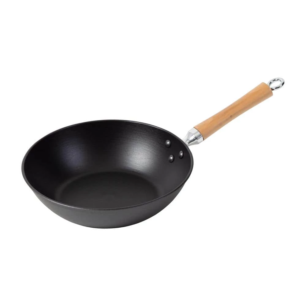 Joyce Chen Professional Series Small 11.5 in. Dia. Black Cast Iron Wok with Maple Handle by Honey-Can-Do