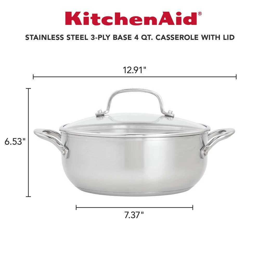 Casserole with Lid, 4-Quart, Brushed Stainless Steel by KitchenAid - Image 5
