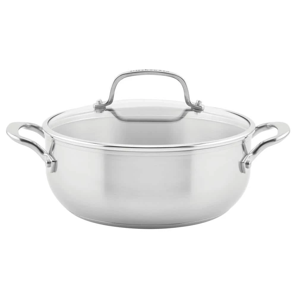 Casserole with Lid, 4-Quart, Brushed Stainless Steel by KitchenAid