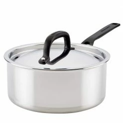 5-Ply Clad Stainless Steel 3 qt. Stainless Steel Saucepan Silver with Lid by KitchenAid