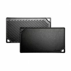 Double Play 16.75 in. Black Cast Iron Reversible Stovetop Griddle by Lodge