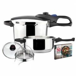 Favorit 4.2 + 6.3 Qt. Stainless Steel Pressure Cooker Set by Magefesa