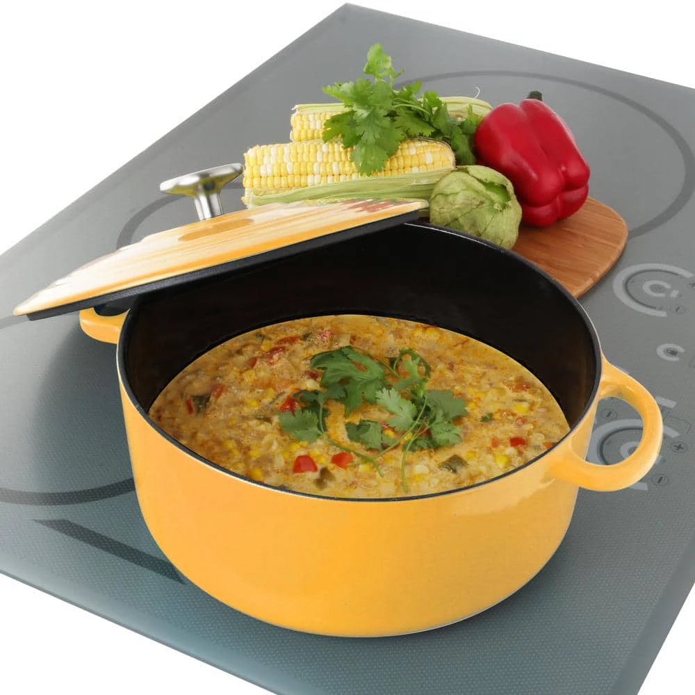 3 qt. Round Enameled Cast Iron Dutch Oven in Marigold with Lid by Chantal - Image 5