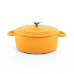 3 qt. Round Enameled Cast Iron Dutch Oven in Marigold with Lid by Chantal
