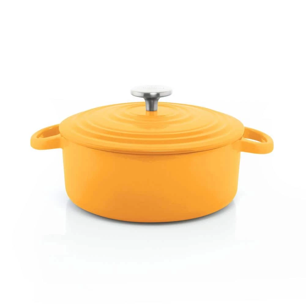 3 qt. Round Enameled Cast Iron Dutch Oven in Marigold with Lid by Chantal