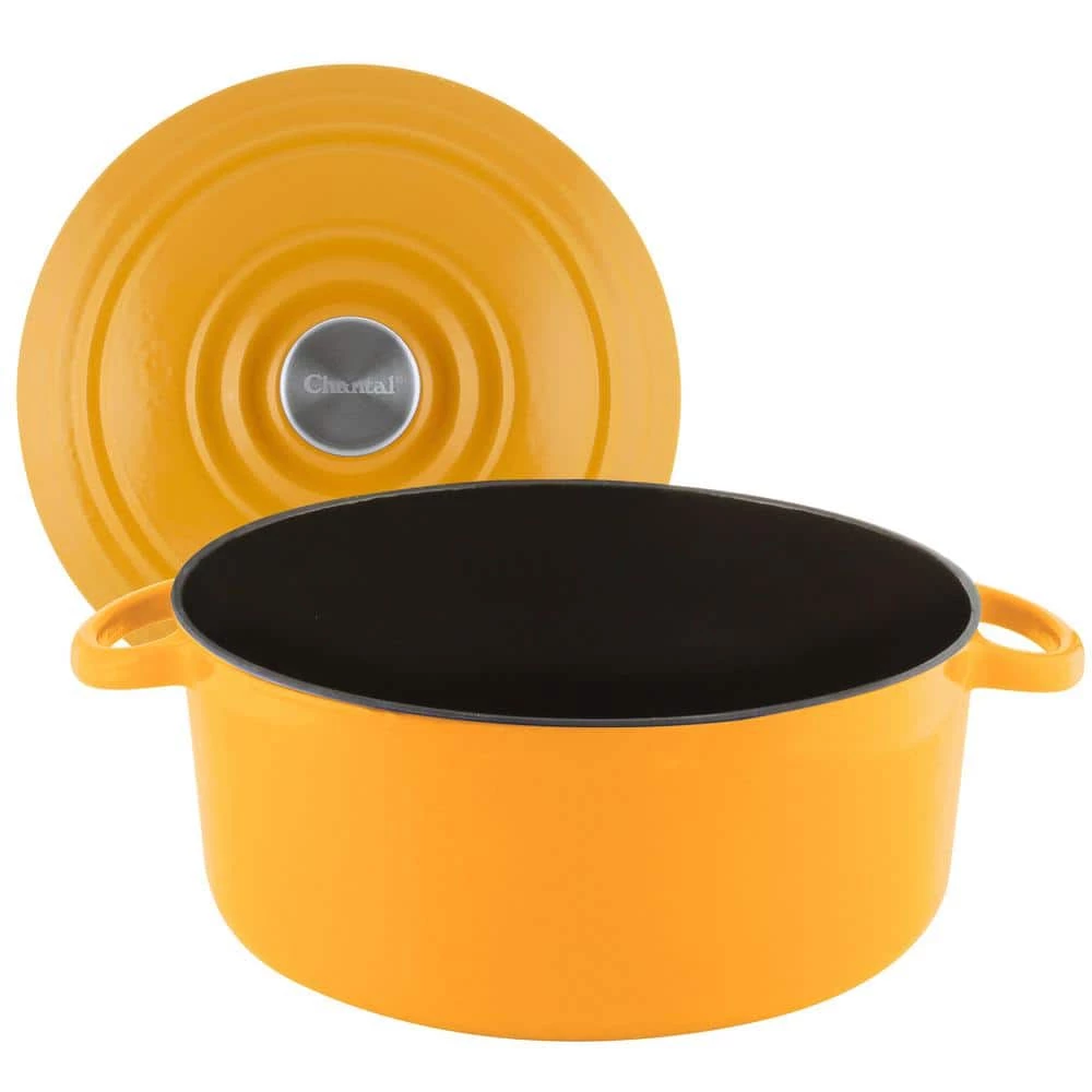 3 qt. Round Enameled Cast Iron Dutch Oven in Marigold with Lid by Chantal - Image 2