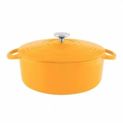 7 qt. Round Enameled Cast Iron Dutch Oven in Marigold with Lid by Chantal