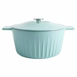 5 qt. Blue Round Enamel Cast Iron Dutch Oven with Lid by Martha Stewart Living