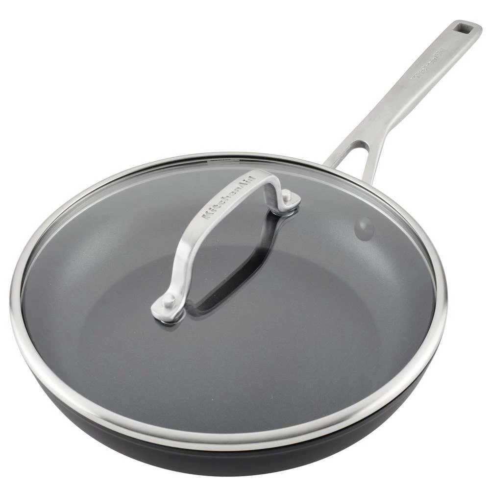 10 in. Hard Anodized Aluminum Nonstick Frying Pan with Lid Black by KitchenAid - Image 7