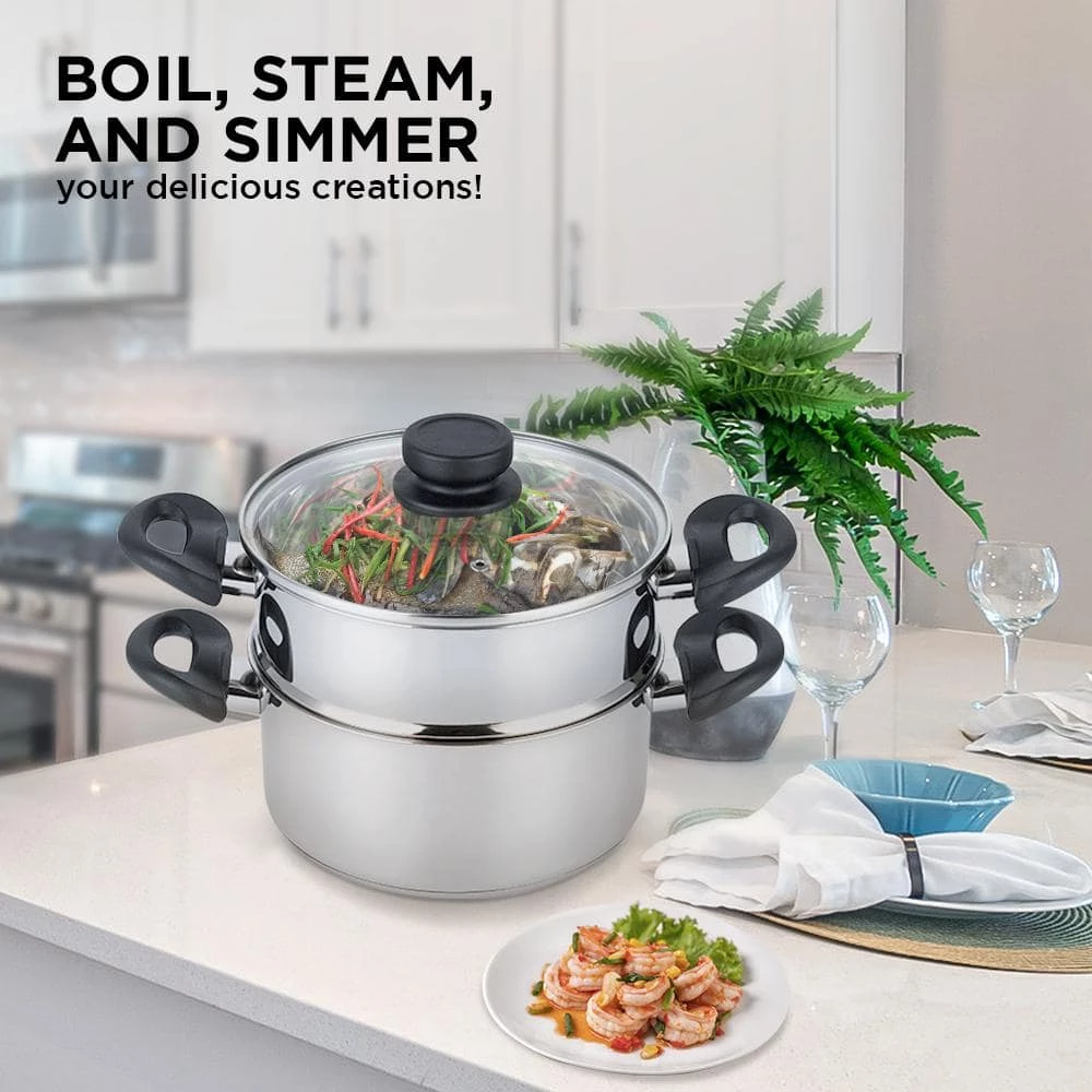 3 Qt. Premium Heavy-Duty Stainless Steel Pot with 2 qt. Steamer Insert and Lid by Mockins - Image 5