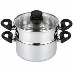 3 Qt. Premium Heavy-Duty Stainless Steel Pot with 2 qt. Steamer Insert and Lid by Mockins