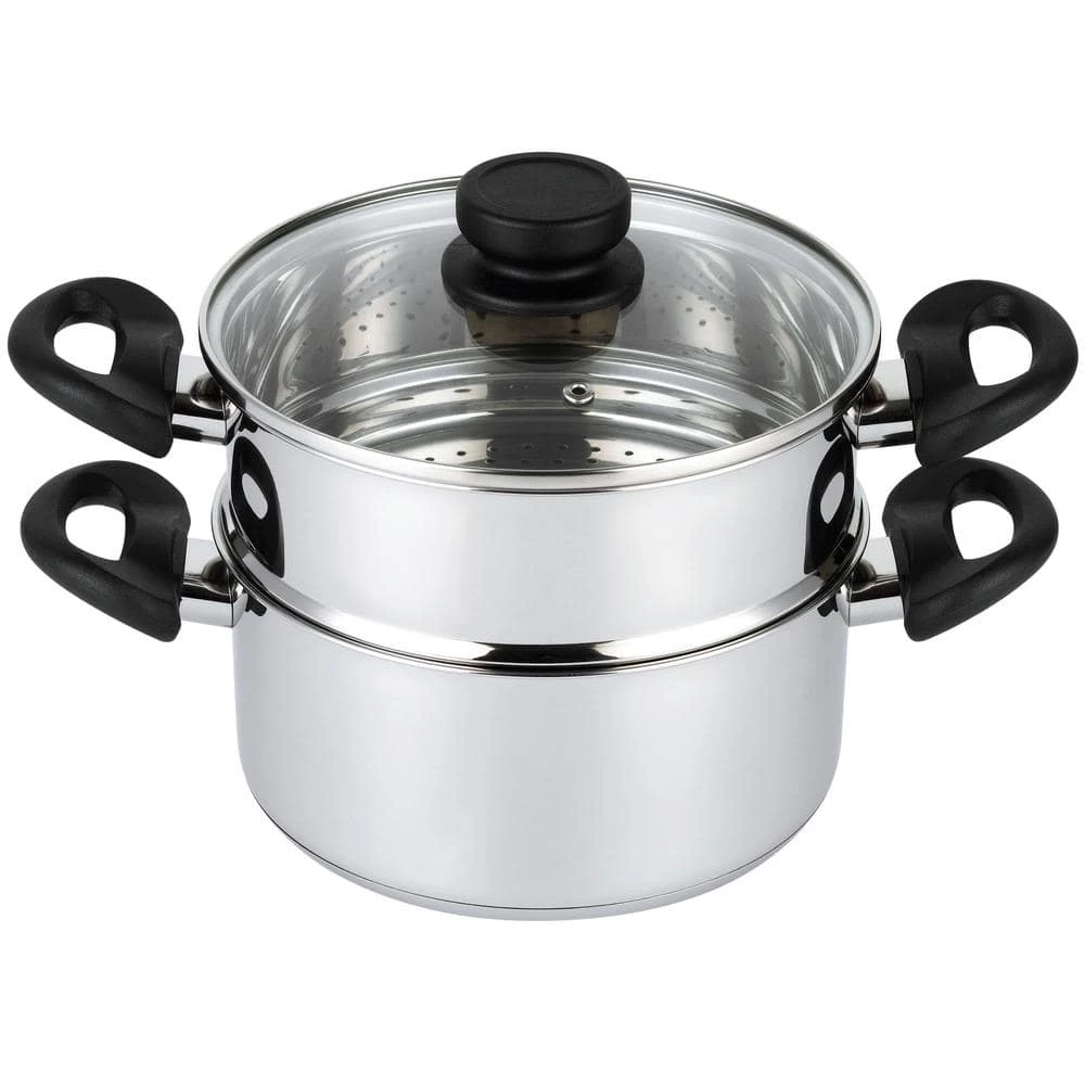 3 Qt. Premium Heavy-Duty Stainless Steel Pot with 2 qt. Steamer Insert and Lid by Mockins