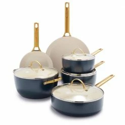 Reserve 10-Piece Hard Anodized Aluminum Ceramic Nonstick Cookware Pots and Pans Set in Navy Blue by GreenPan