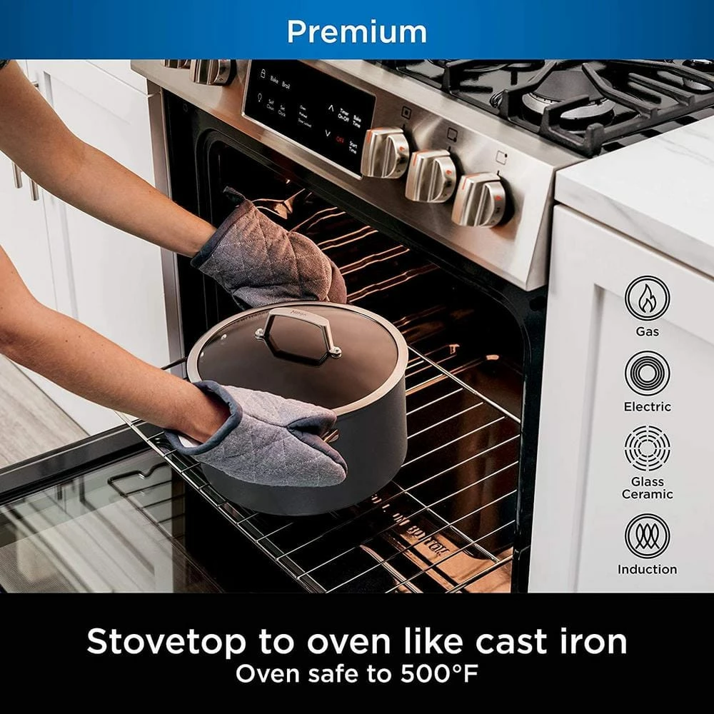 8 qt. Foodi NeverStick Premium Aluminum and Stainless Steel Stock Pot with Glass Lid by NINJA - Image 6