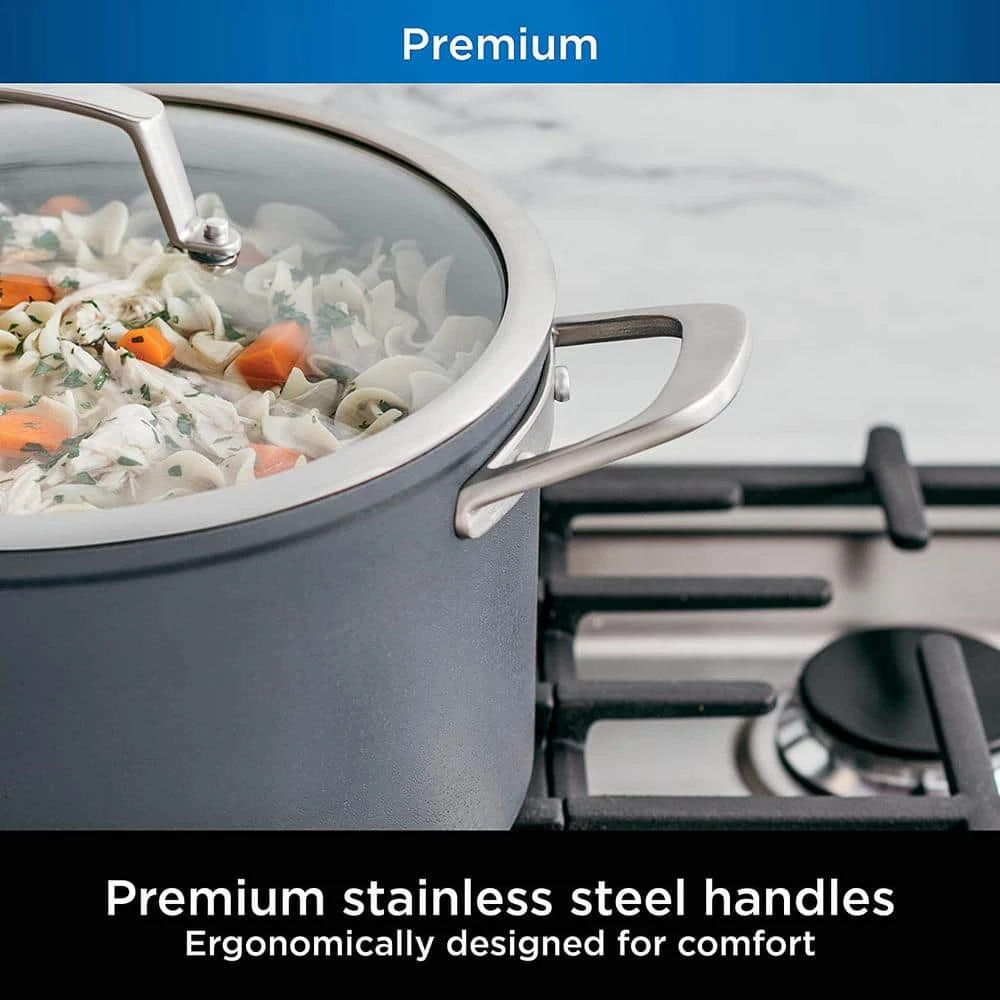 8 qt. Foodi NeverStick Premium Aluminum and Stainless Steel Stock Pot with Glass Lid by NINJA - Image 3