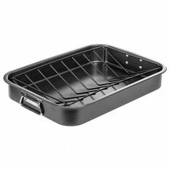 15 in. Carbon Steel V Rack Nonstick Roasting Pan by Lexi Home